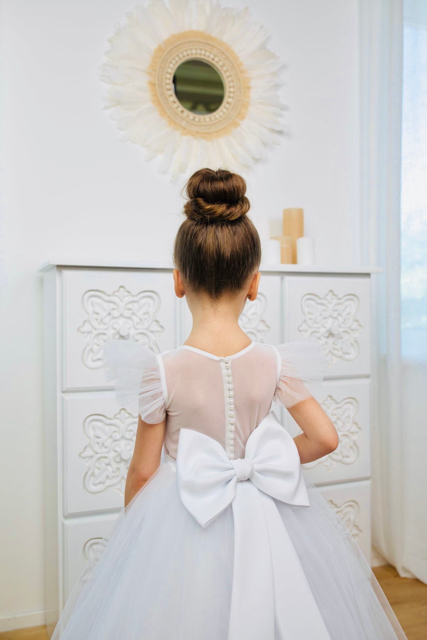 grote Oceaan uniek Gedeeltelijk Meisje trouwjurk Junior bridersmaid jurk Tulle bloem meisje - Etsy Nederland