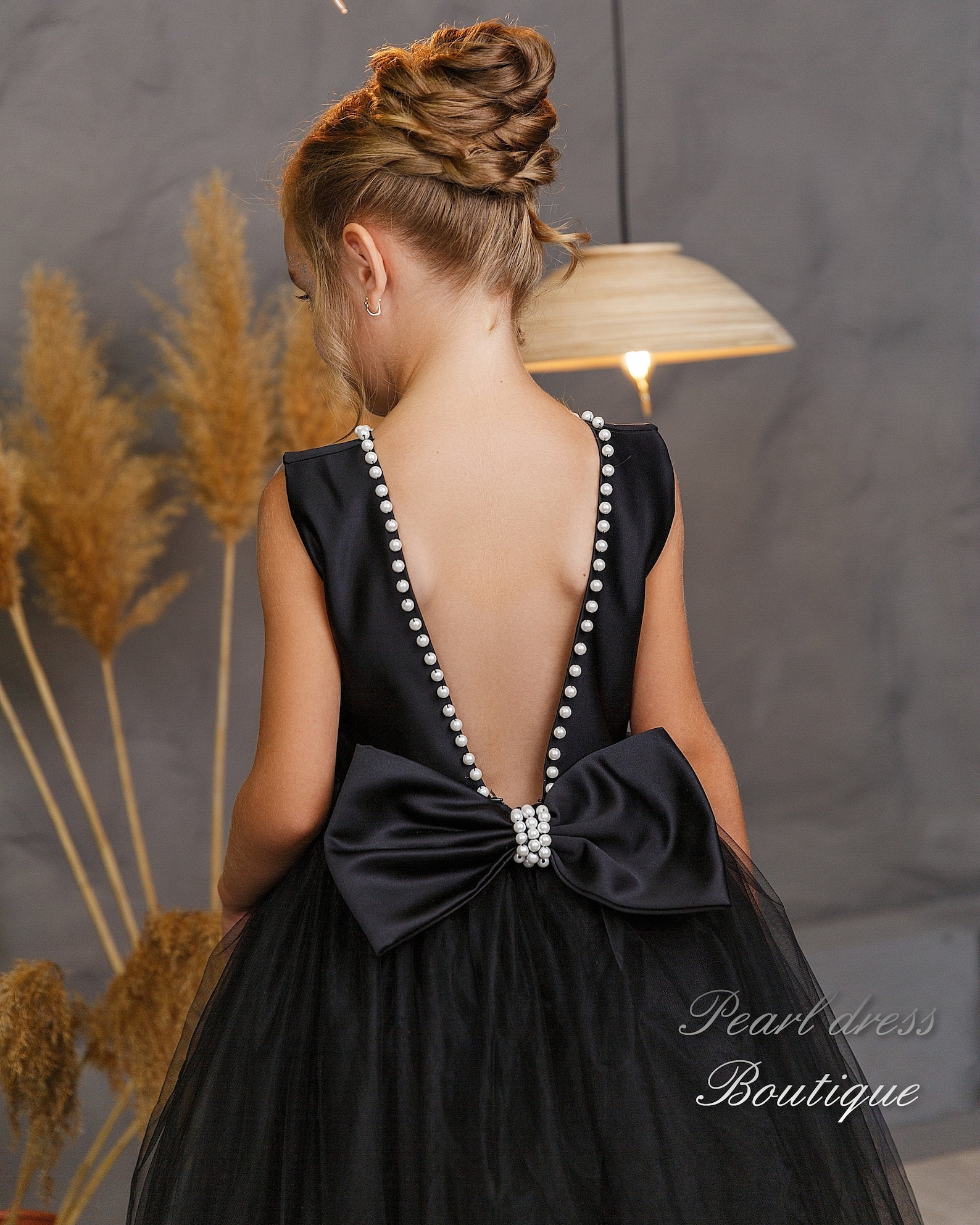Black Flower Girl Dress Black Satin Dress Black Tutu Dress Etsy