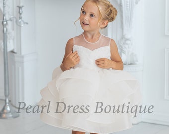 Baby Birthday Dress, Ivory Flower Girl Dress, Girl Ball Gown, White Lace Dress, Fairy Girl Dress, Tulle Flower Girl Dress, Princess Dress