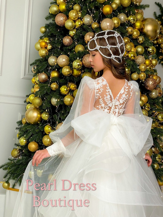 Long sleeve top junior bridesmaid dresses