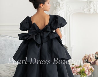 Blumenmädchen Kleid schwarz,Blumenmädchen Kleid Elfenbein,Hochzeitskleid für Mädchen,Kleinkind Mädchen Kleid,Ballkleid,Junior Brautjungfer Kleid,Baby Mädchen Kleid