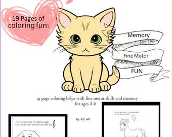 Libro para colorear de animales bebés: Motricidad fina, educación en casa (Descarga digital)