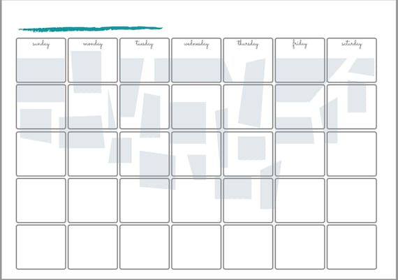 Printable Blank Monthly Calendar - Etsy