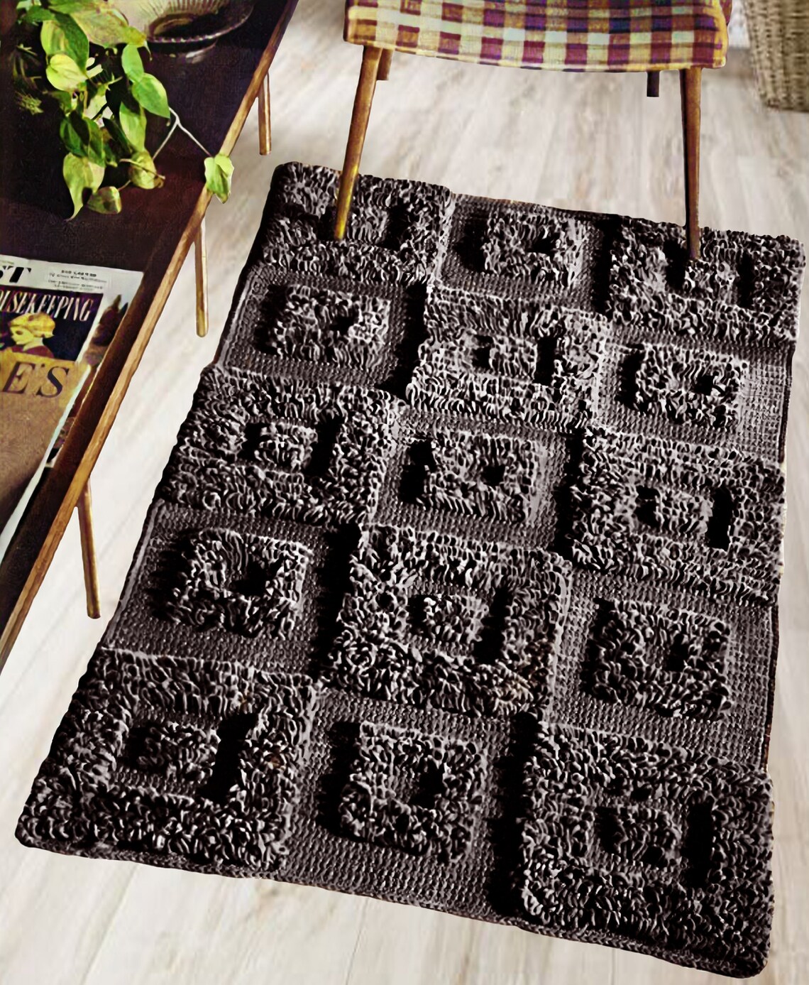 Pattern Vintage 1940s Crochet Crochetedloop stitch rug Home Etsy