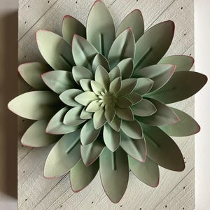Green Metal Succulent/Green Metal Floral Wall Art / Whitewash Pallet /Cottagecore /Wall Hanging Art / Farmhouse Succulent / Country / Rustic