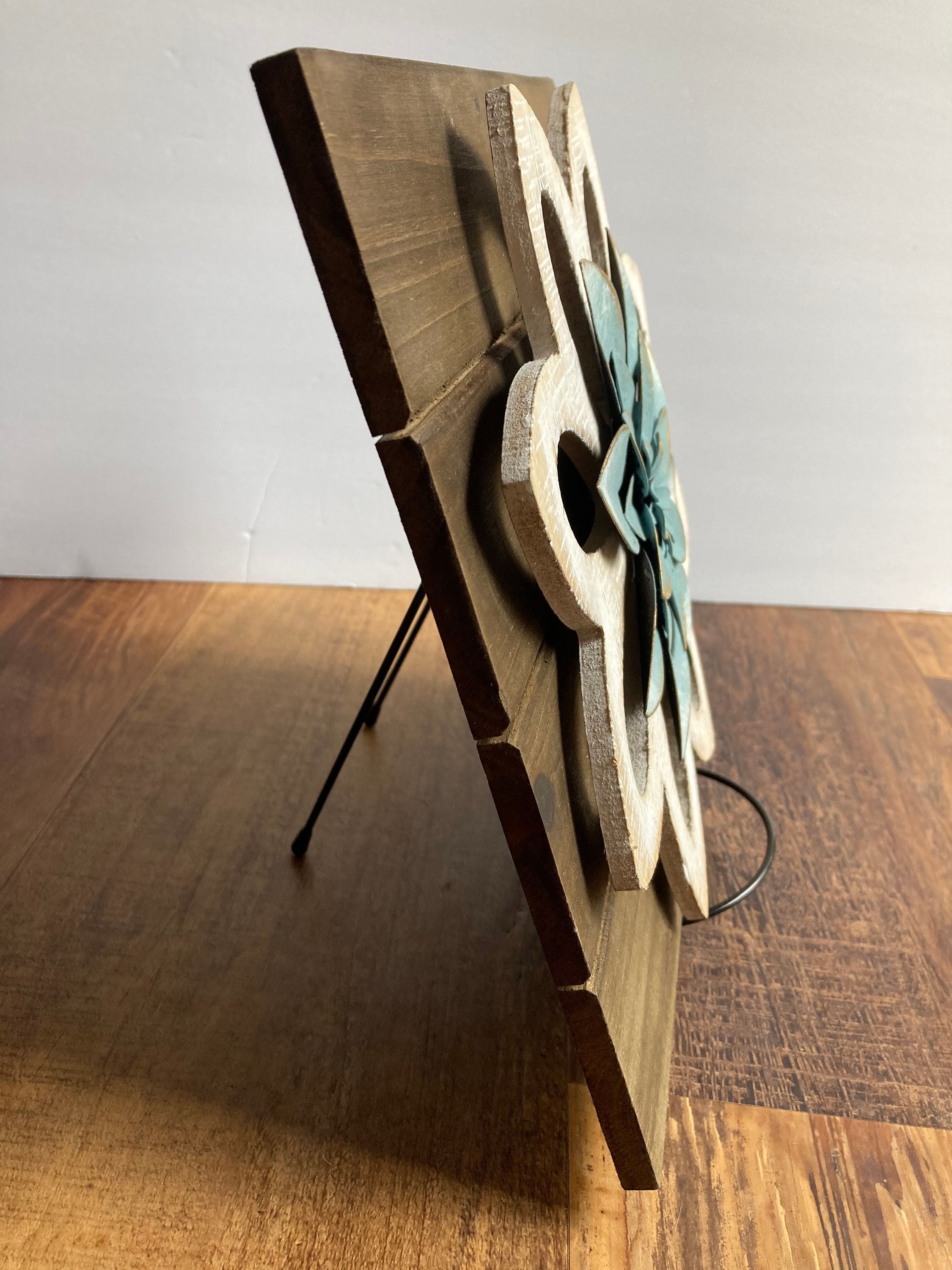 Whitewash Rustic Flower Wood Wall Decor / Farmhouse Blue and Etsy