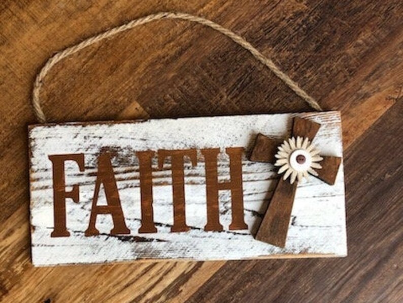 Christian Wall Art Rustic Wood faith Sign. Etsy