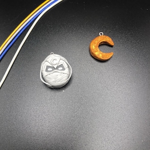 Handmade polymer clay Moon Knight necklace
