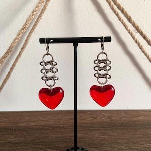 Valentina hoops | heart earrings | hoop earrings | chainmail earrings | silver earrings | goth earrings