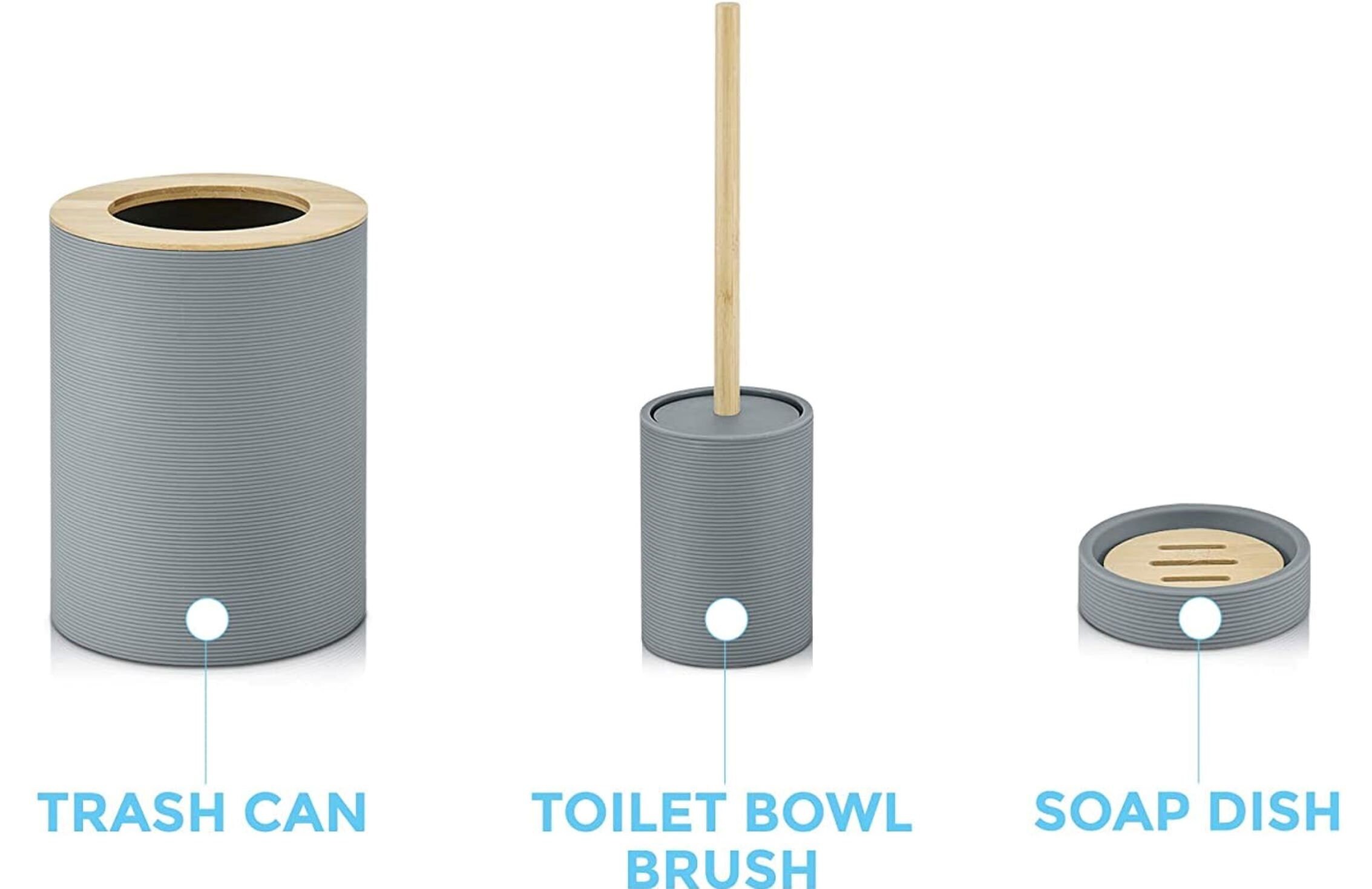 Bamboo Bathroom Set Grey Bathroom Accessories Toothbrush Etsy UK