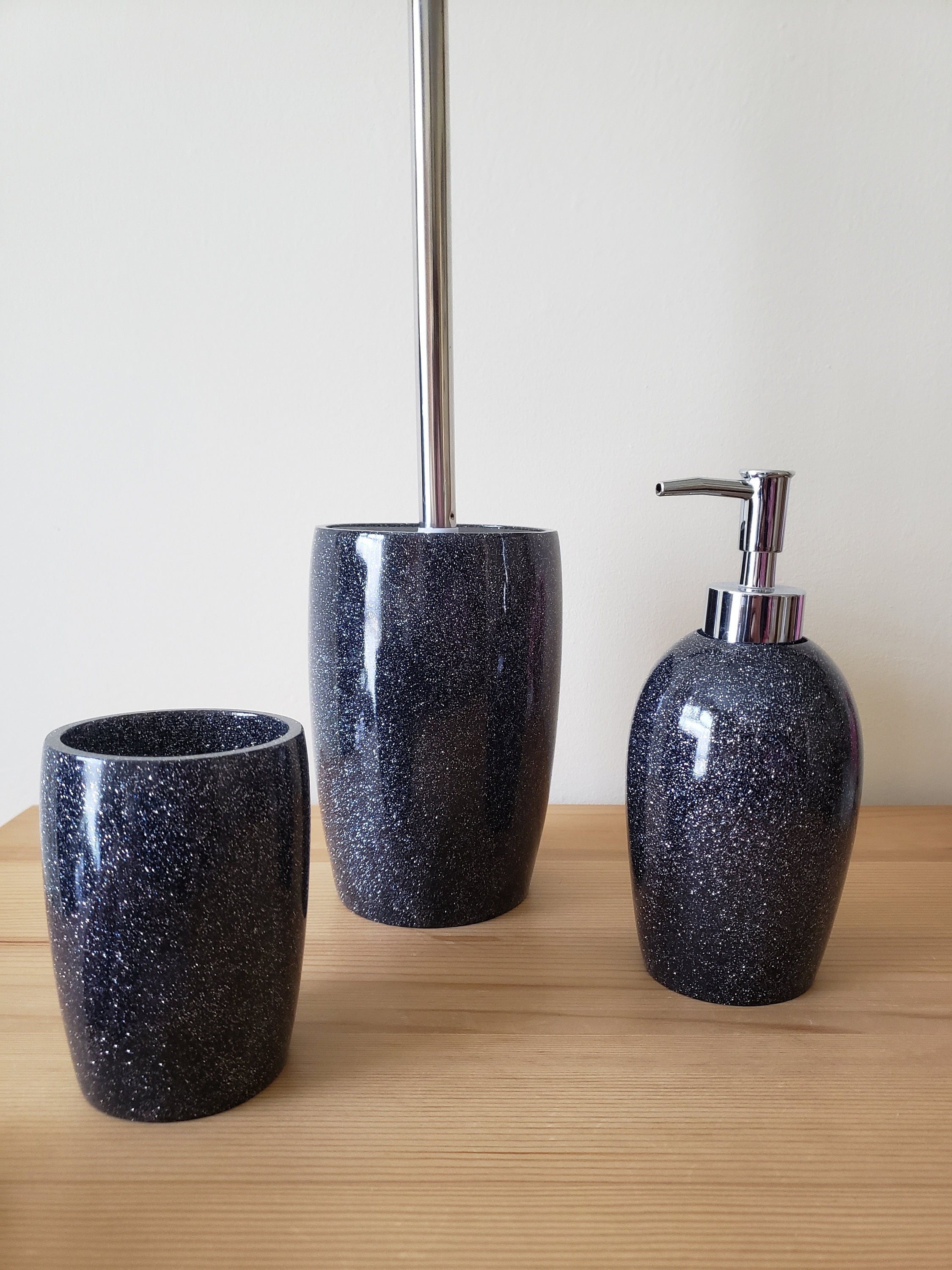 Black Sparkle Bathroom Accessories Rispa