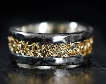 Rustic wedding band, wedding ring, wide band ring for man, men's forged ring, wide wedding band, couple ring