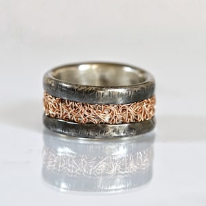 Unique wedding ring for couple, alliance viking ring, rose gold filled 24 ct wedding band, anniversary ring