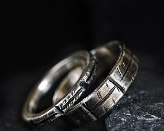 Rustic wedding rings, rings for women, wedding rings set, his and her rings, alternative engagement rings