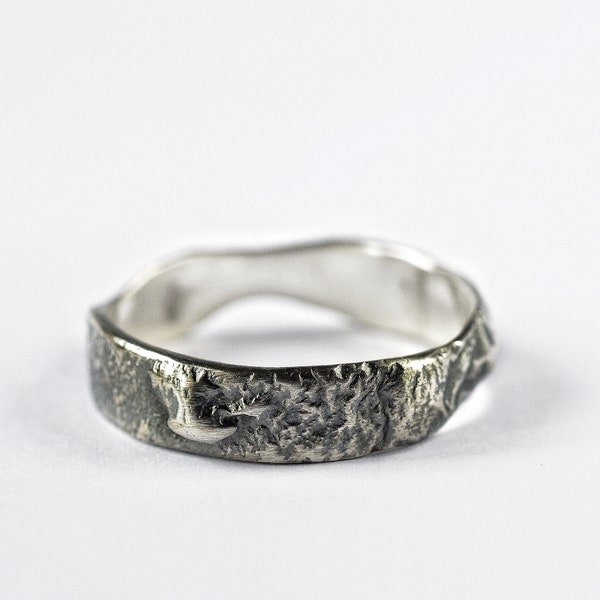 Wedding band rings, viking wedding ring, men's wedding band, rustic silver ring, mens engagement ring