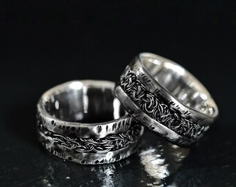 Fede nuziale in argento Sterling con argento Sterling a forma
