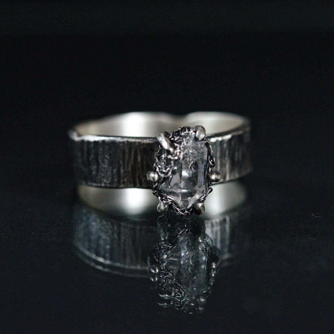 Unique Engagement Ring, Rustic Engagement Ring, Herkimer Sterling ...