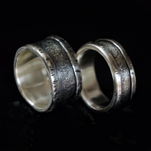 Unusual and original wedding bands, men's wedding ring, alternative wedding rings, rustic bands