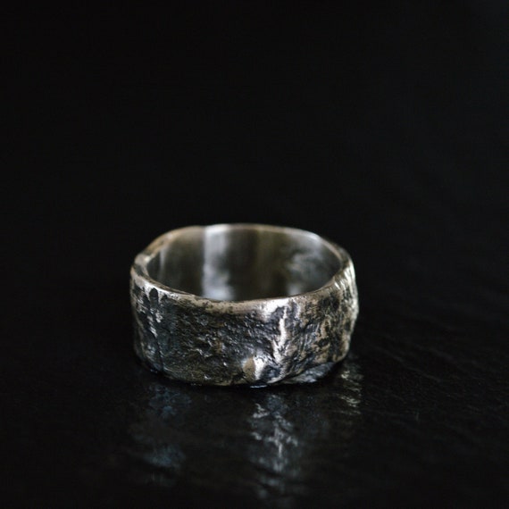 Wedding Band Ring, Wedding Ringrustic Silver Ring, Mens Wedding