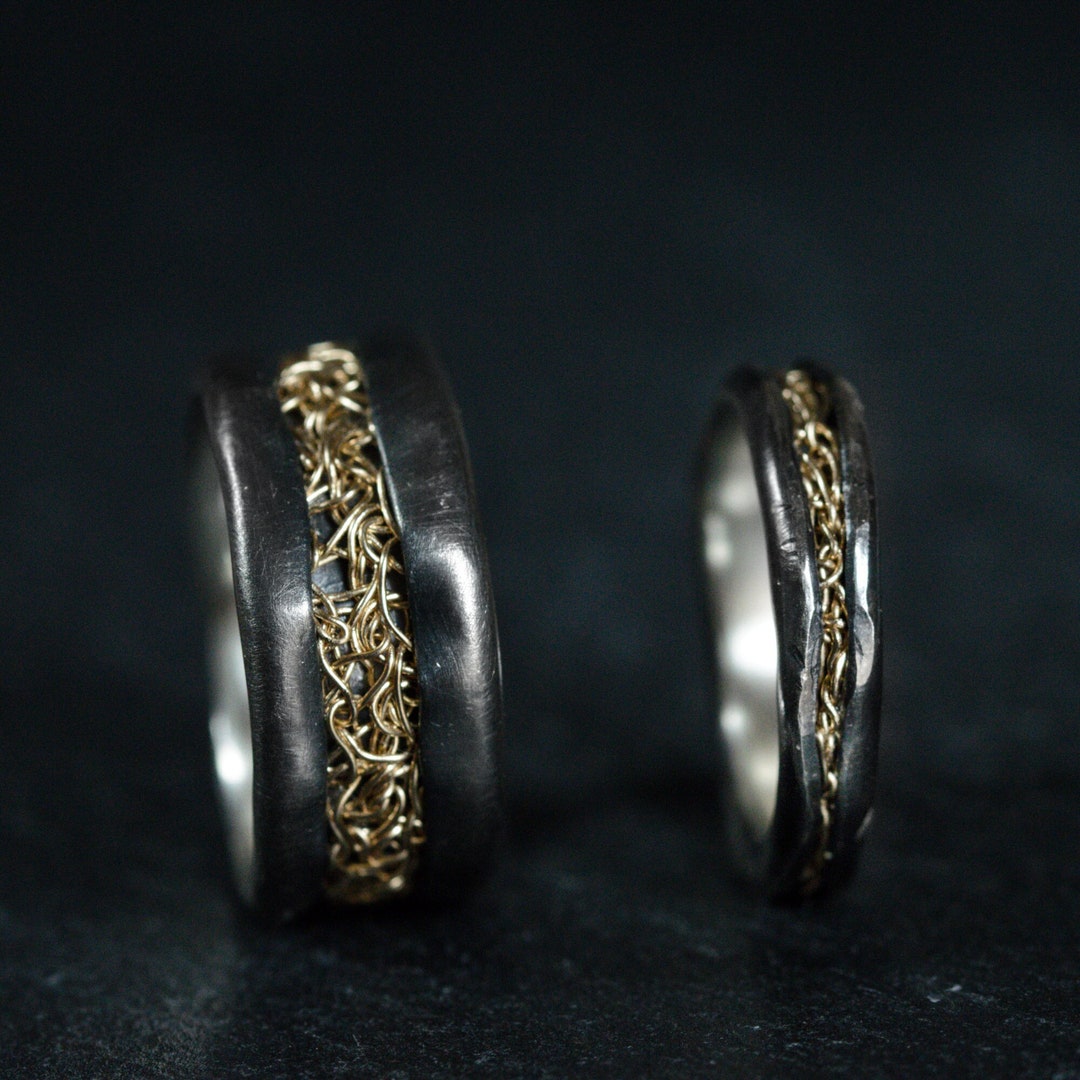 Fede Nuziale Zaffiro Anello Nuziale Donna Argento 925 Bicolore Con - Foto 5