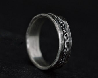 Wedding band ring, rustic oxidized ring, ring for men, unisex ring, alternative engagement ring