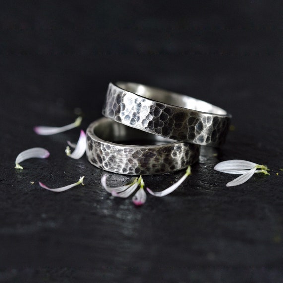 Unique Wedding Band Alternative Wedding Band Forged Rings Etsy