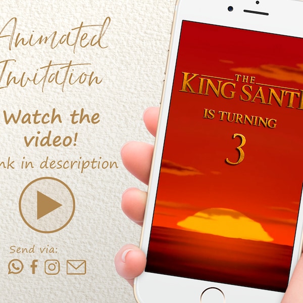 Lion King Video Invitation, Lion King Invitation, Lion King Digital Invitation, Electronic Lion King Invitation, Kids Birthday Invitation