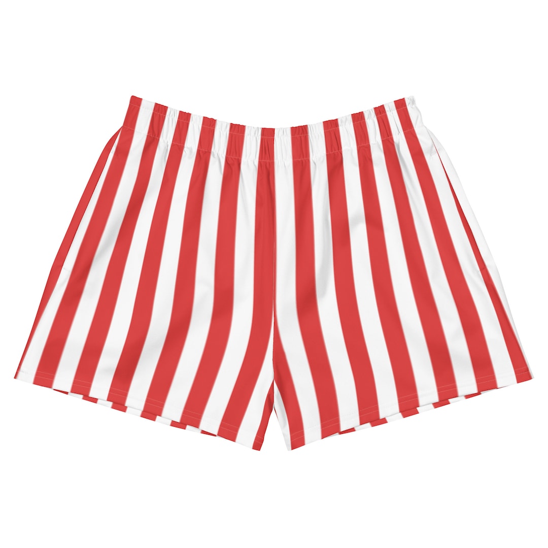Red and White Stripe Shorts Etsy