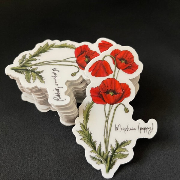 Red Poppy Morphine Vinyl Sticker Decal