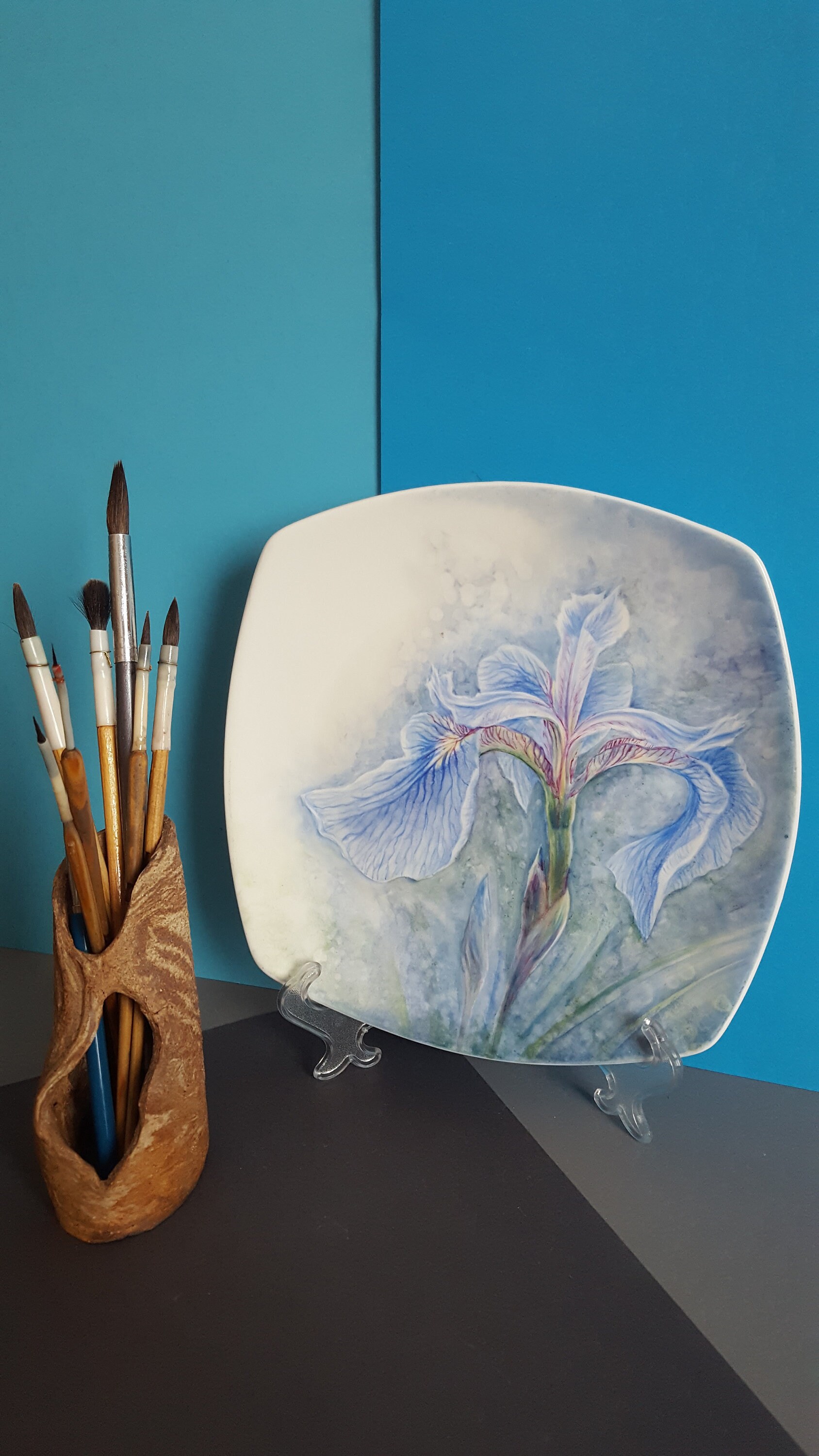 Plate wall hanging Art decor Rustic decor Home Decor Flowers Etsy