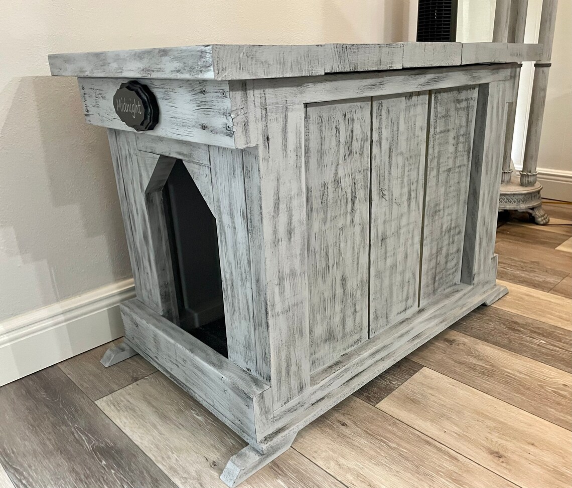 Wooden Cat Litter Box End Table Etsy