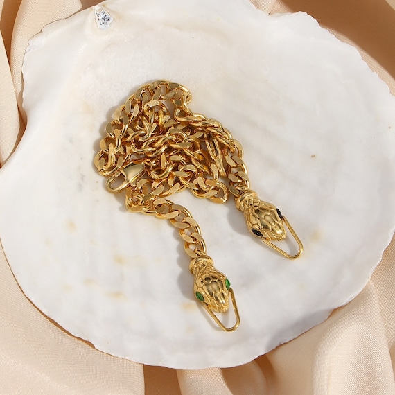 18K Gold Serpent Bracelet Gold Snake Bracelet minimal Snake Head