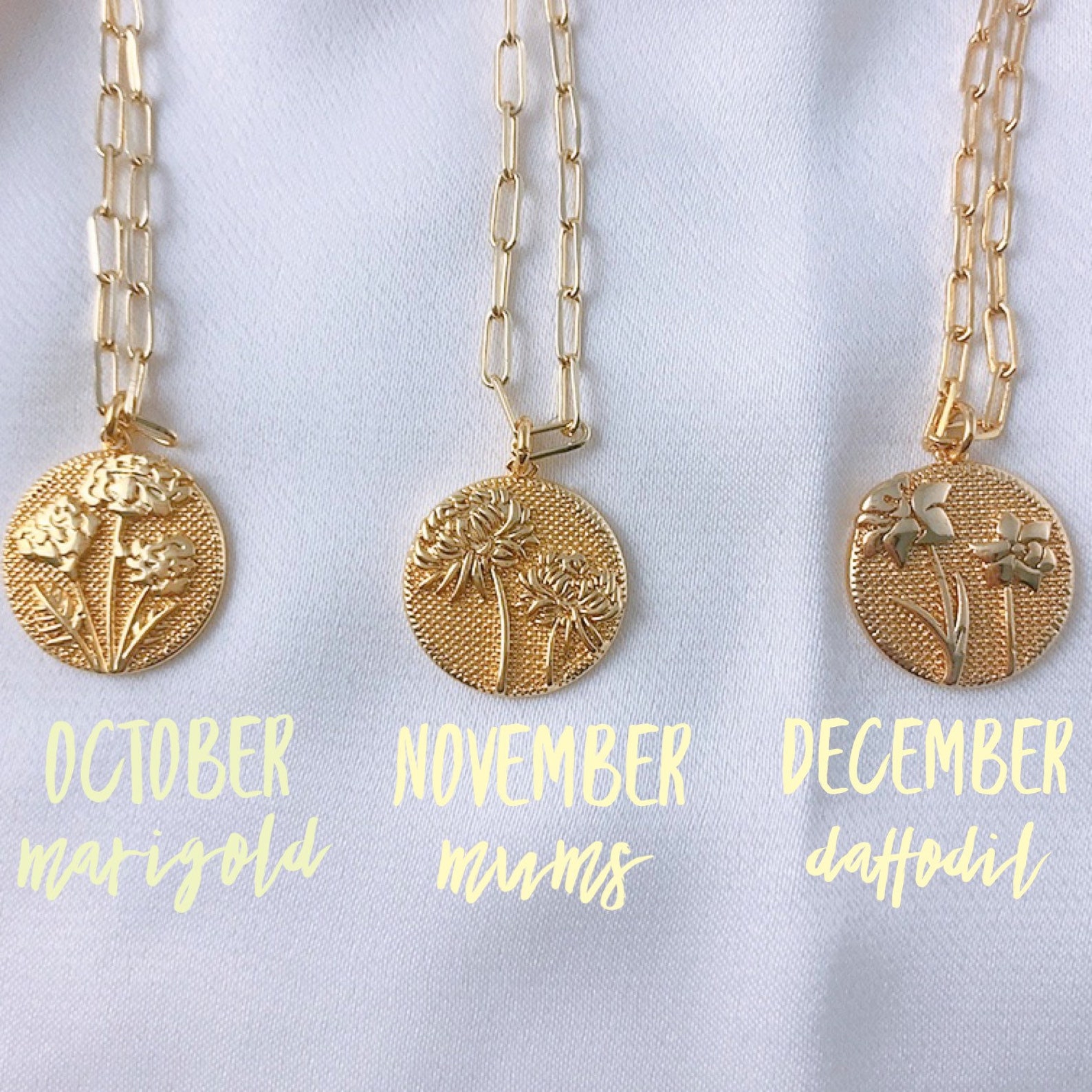 Birth Flower Necklace Birth Month Floral Necklace Flower Etsy