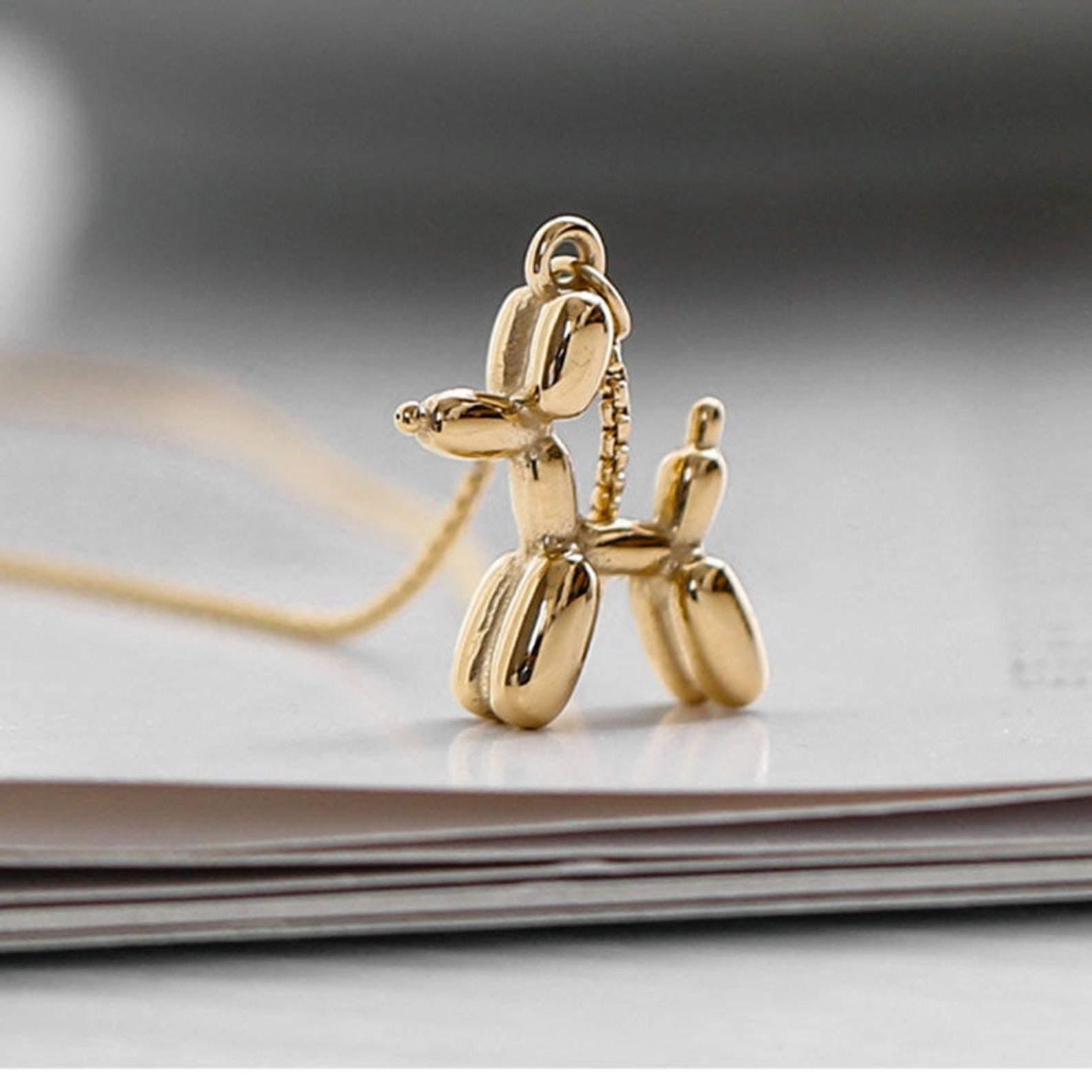 Gold Balloon Dog Necklace Stainless Steel Balloon Dog Charm Etsy