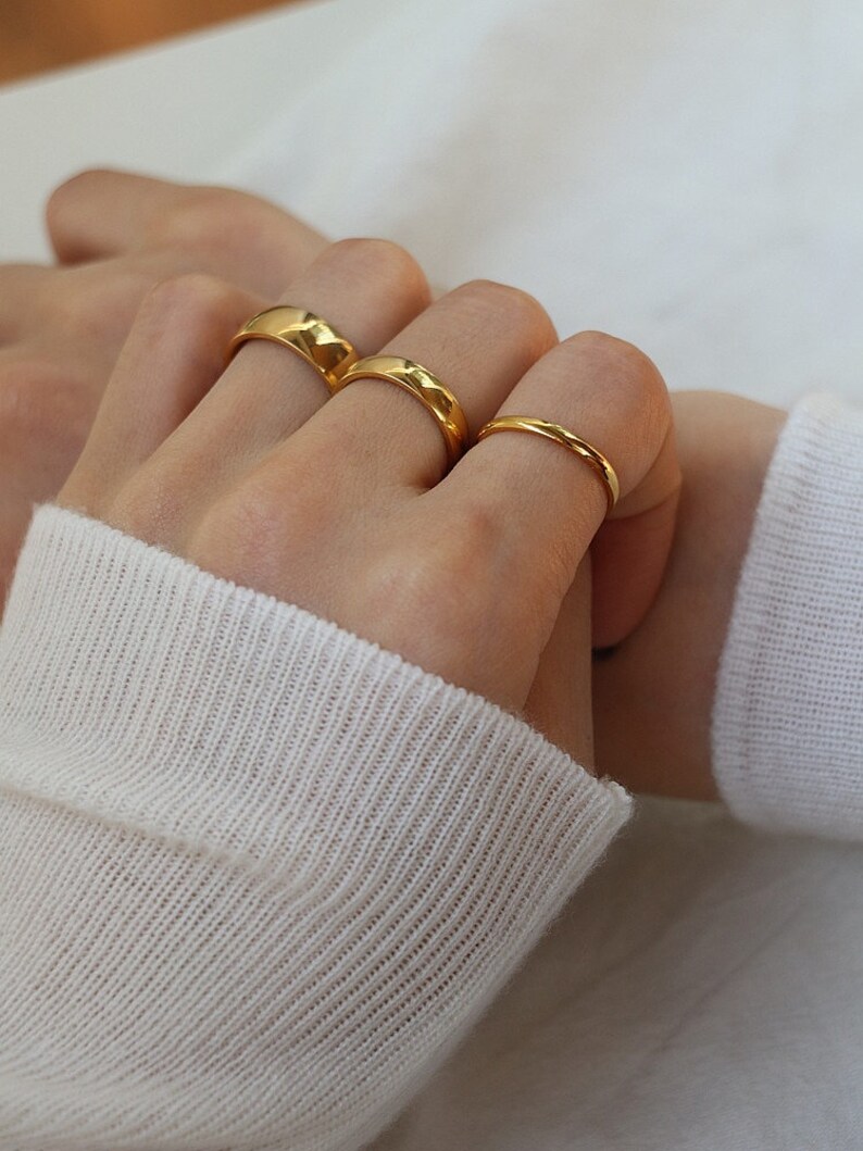 18K Gold Band Ring Minimalist Ring Gold Promise Ring Etsy