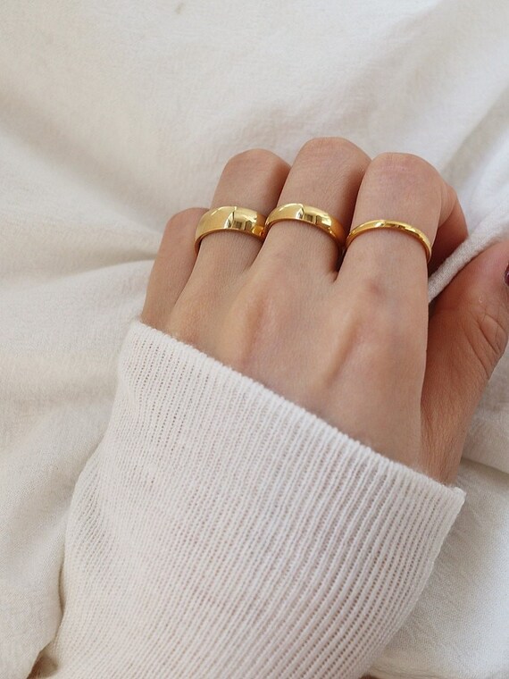 18K Gold Band Ring Minimalist Ring Gold Promise Ring Etsy