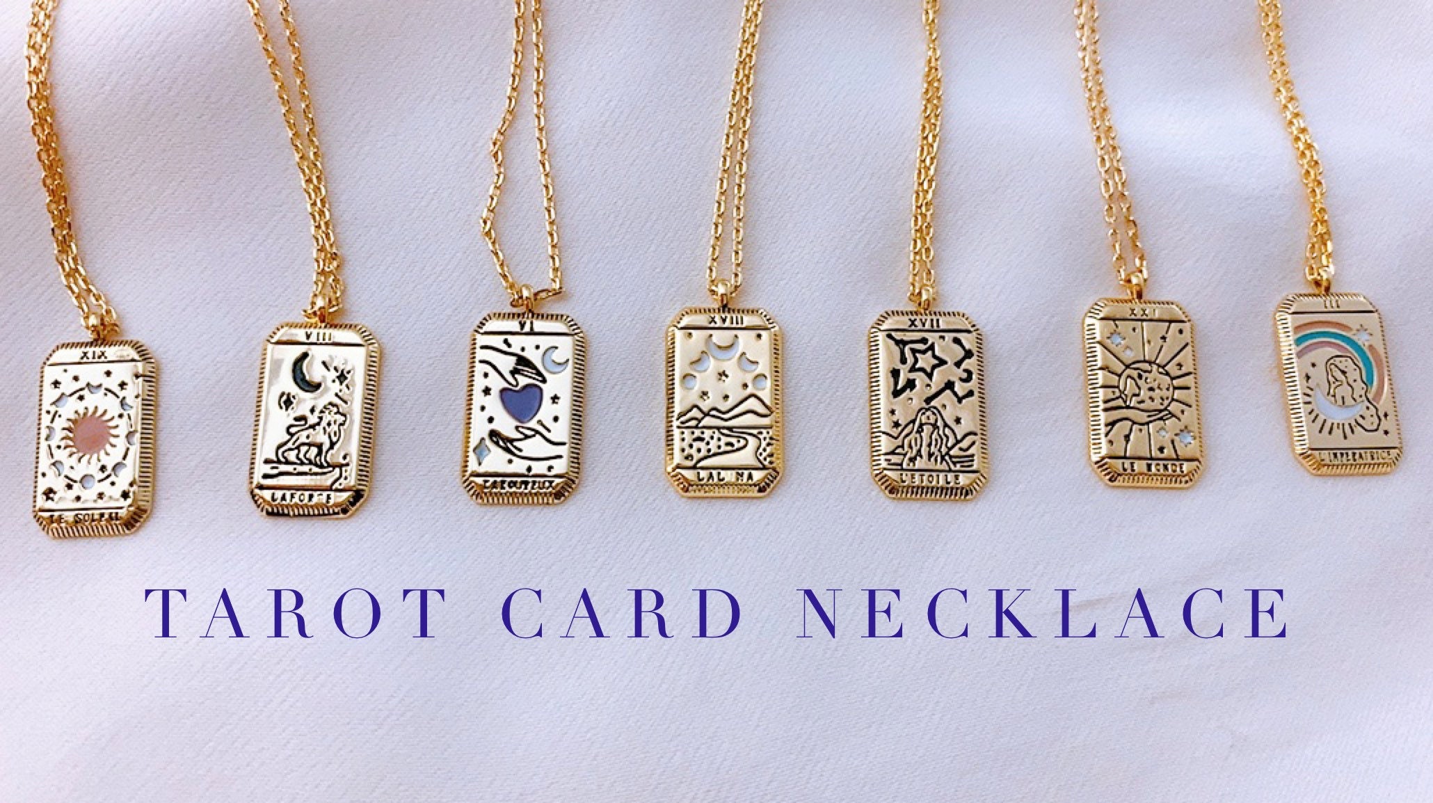 Tarot Card Necklace Mystic Jewelry Gold Celestial Etsy