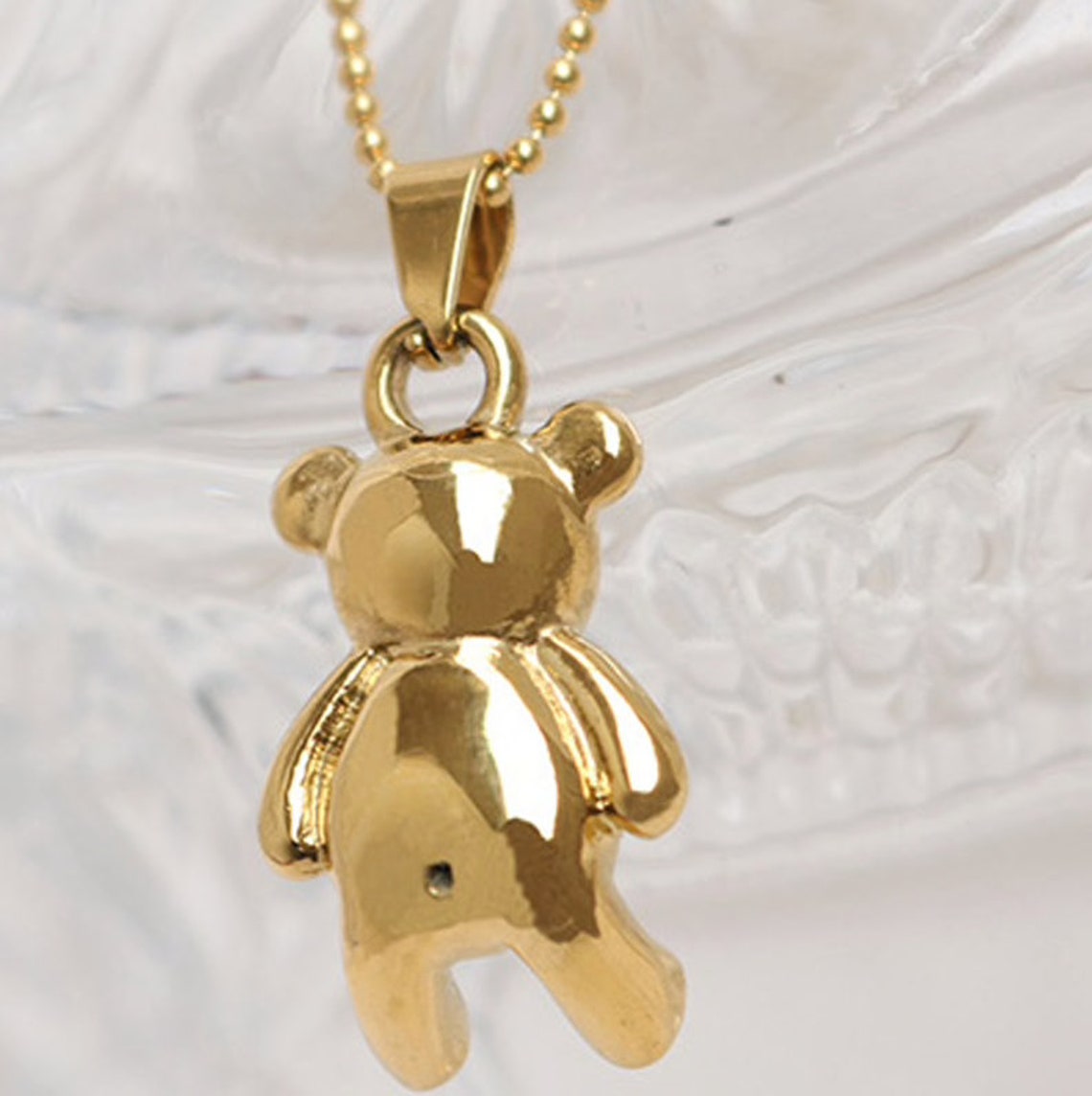 Teddy Bear Necklace 14k Gold Plated Teddy bear jewelry Gold Etsy