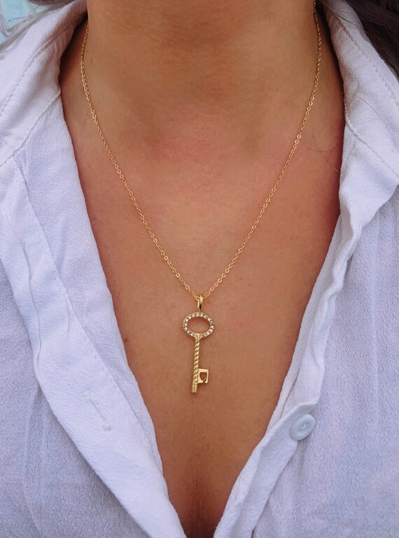 14k gold key necklace online