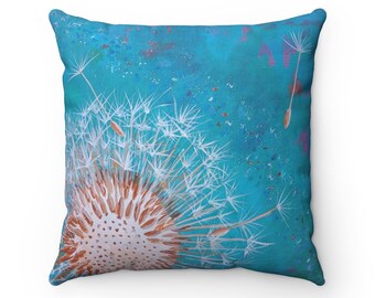 Dandelion Square Pillow | Mother's Day Summer Gift Ideas | Tween Teen Girl's Room Decor | Summer Flower Pillow | Floral Decor |Free Shipping