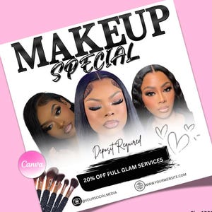 March Makeup Booking flyer, Makeup Appointment flyer, MUA Bookings Open, Glam Cosmetics Template,