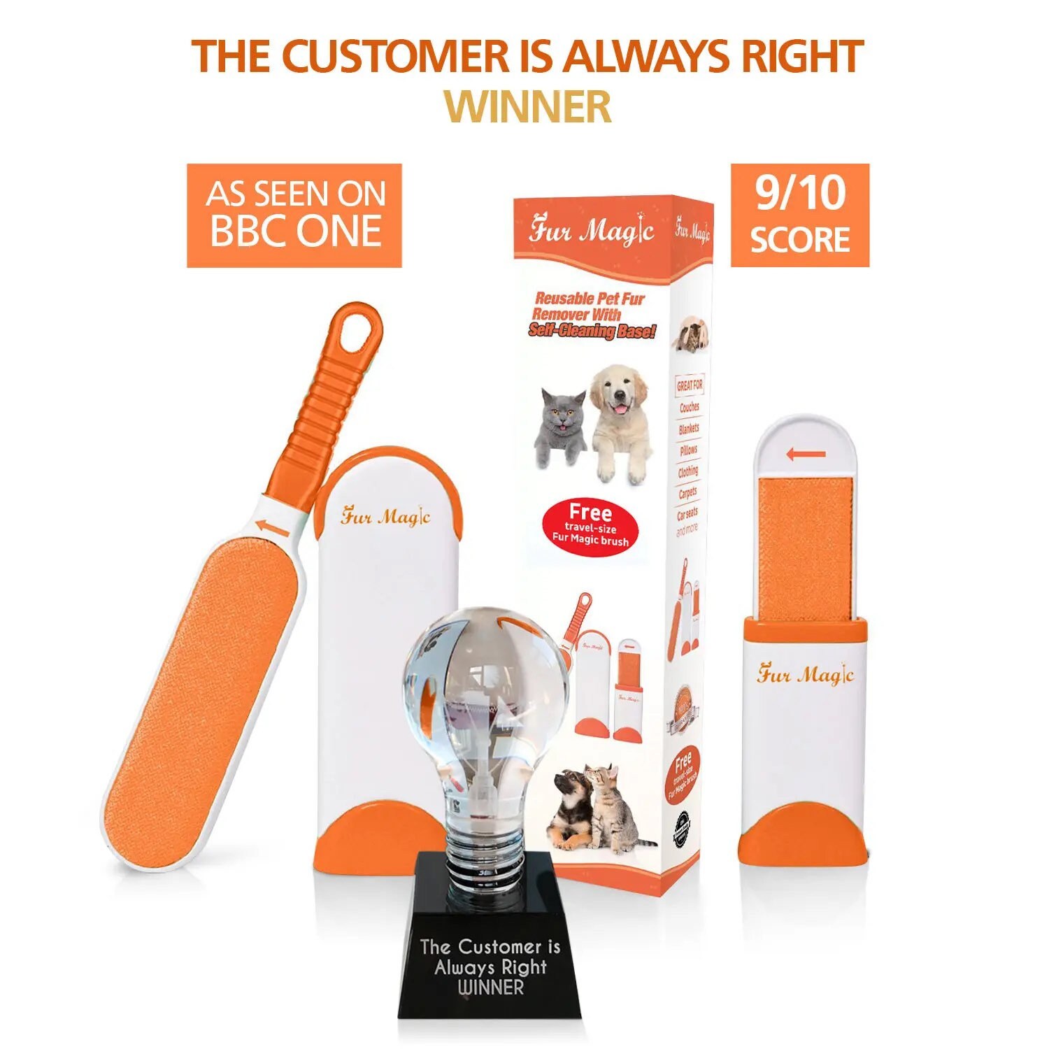 Fur Magic Pet Hair Remover / Orange Brush / Orange Upholstery Etsy