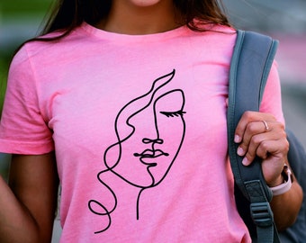 Abstract Female Face, Single Line Art (PNG, SVG, DXF)