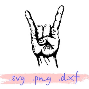 Rock On Hand SVG PNG, Rock Hand Symbol, Clipart, Rock SVG, Hand Clipart, Cut File for Cricut, Instant Download, Rock On Svg