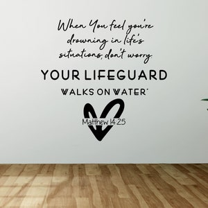 Kerusso 'My Lifeguard Walks On Water' Christian T-Shirt - Red Cotton Crew Neck Tee With Cross Design