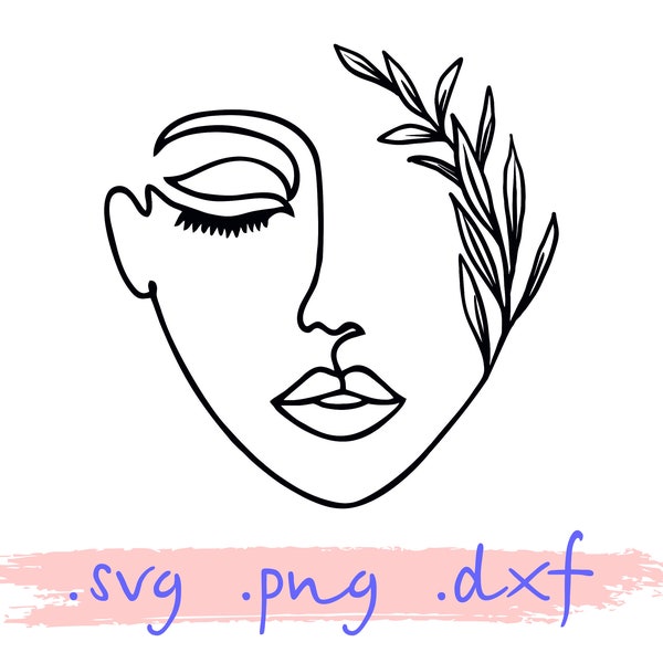 Line Art Woman, one line woman, Abstract Female Face, Single Line Art Svg, Tattoo Svg, Oneline Drawing, Cricut, Floral Woman Face