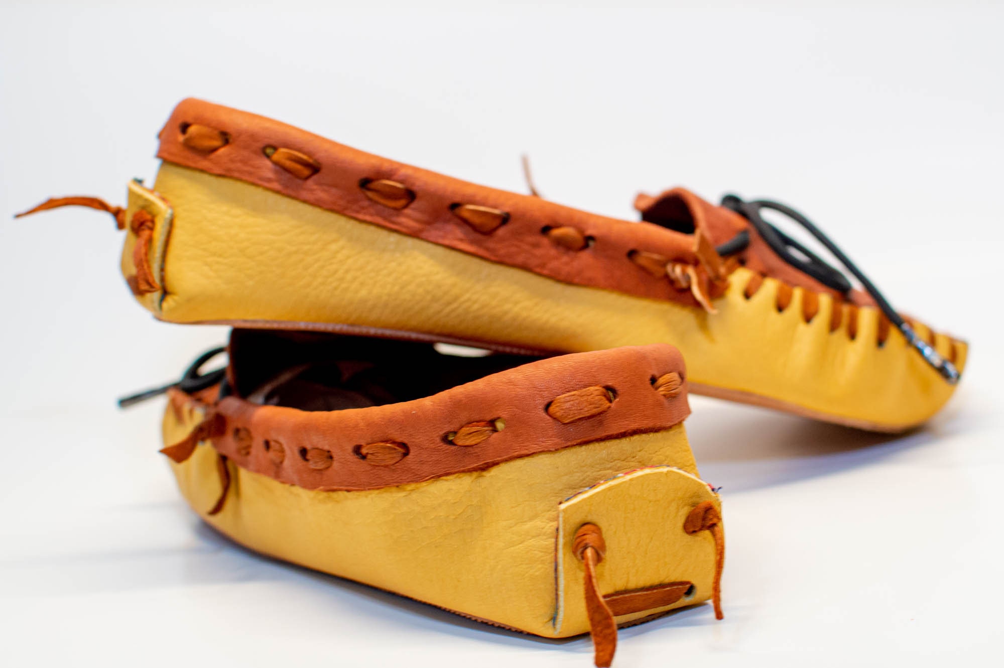 Leather Slippers Flannel Lined Elk and Buckskin Leather Slippers Men or