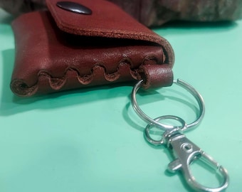 Handmade Leather Keychain Pouch – Saddle Brown Latigo Buffalo – Coin Purse – Limited Run