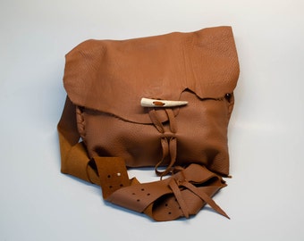 Deerskin Purse - Great leather tote bag, shoulder, or crossbody bag. A boho 1970s purse style.