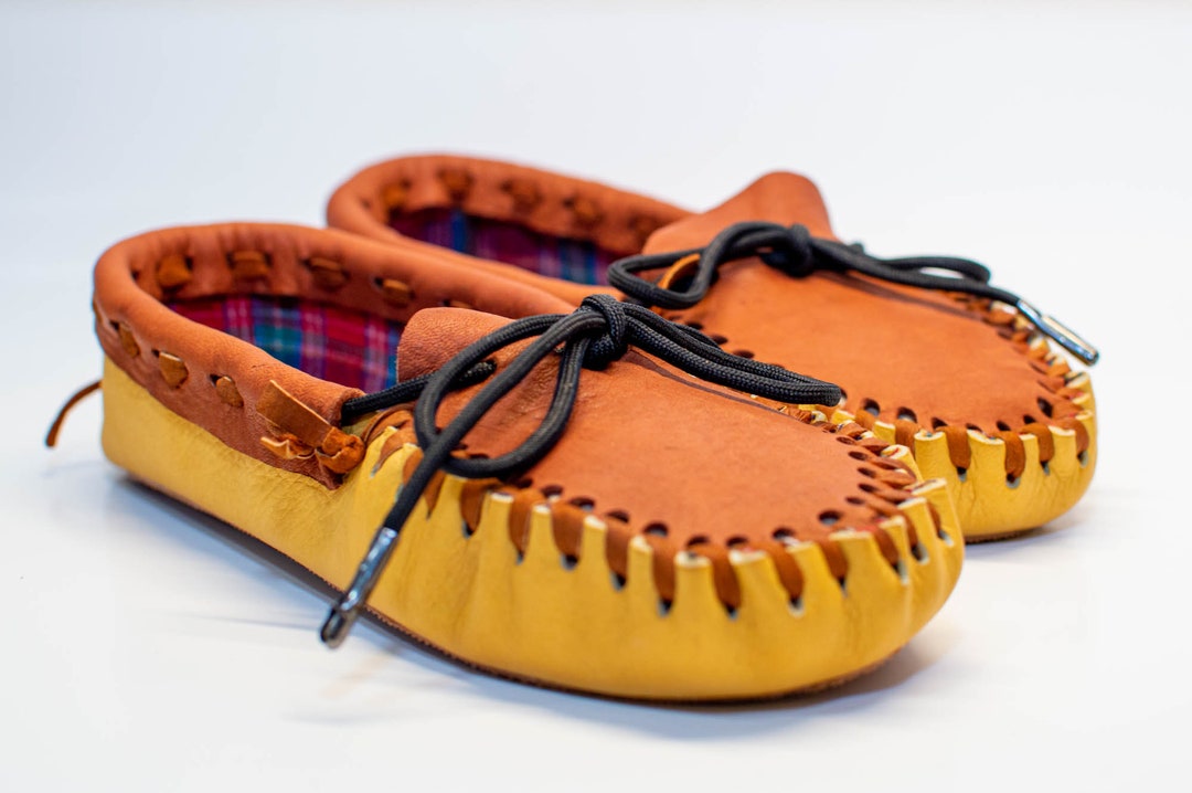 Leather Slippers Flannel Lined Elk and Buckskin Leather Slippers Men or